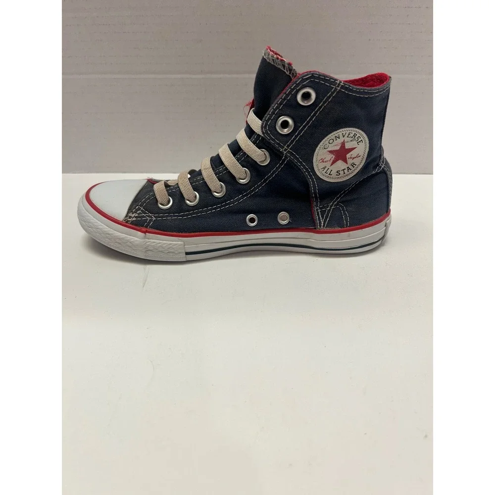 Converse All Star High Top Sneakers Kids Size 3 Roll Down Collar Blue Red‎